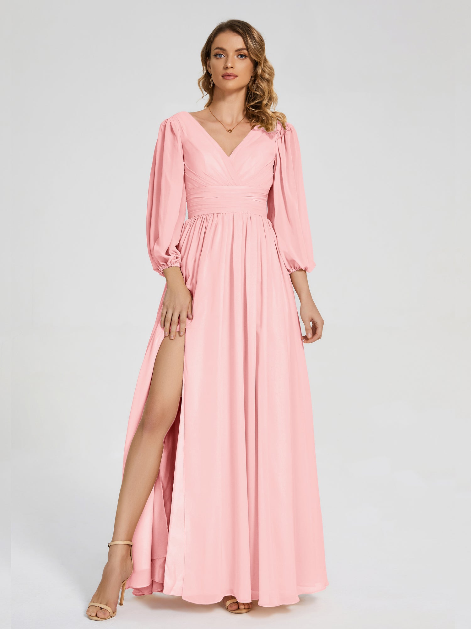 light pink long sleeve dress